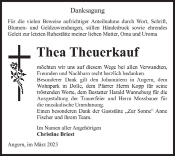 Traueranzeige von Thea Theuerkauf  von Magdeburger Volksstimme