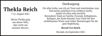 Traueranzeige von Thekla Reich  von Magdeburger Volksstimme
