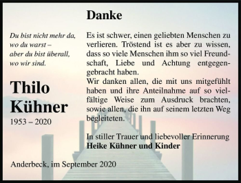 Traueranzeige von Thilo Kühner  von Magdeburger Volksstimme