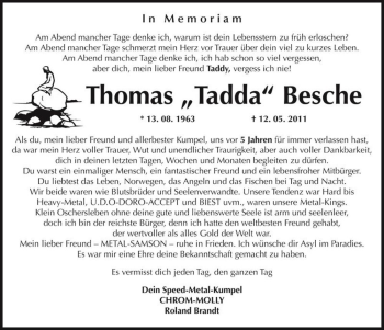Traueranzeige von Thomas 