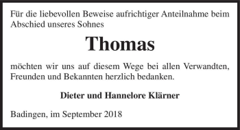 Traueranzeige von Thomas  von Magdeburger Volksstimme