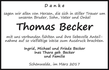 Traueranzeige von Thomas Becker  von Magdeburger Volksstimme