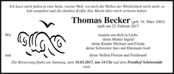 Traueranzeige von Thomas Becker  von Magdeburger Volksstimme