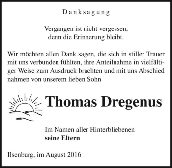 Traueranzeige von Thomas Dregenus  von Magdeburger Volksstimme