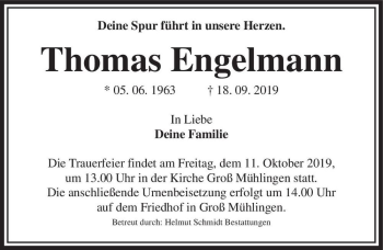 Traueranzeige von Thomas Engelmann  von Magdeburger Volksstimme