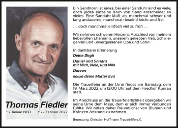Traueranzeige von Thomas Fiedler  von Magdeburger Volksstimme