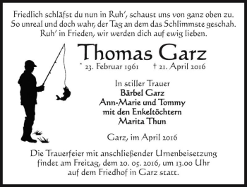 Traueranzeige von Thomas Garz  von Magdeburger Volksstimme
