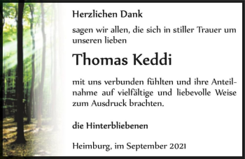 Traueranzeige von Thomas Keddi  von Magdeburger Volksstimme