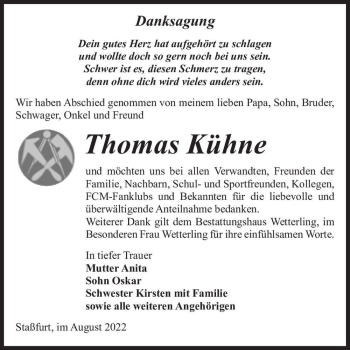 Traueranzeige von Thomas Kühne  von Magdeburger Volksstimme