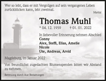 Traueranzeige von Thomas Muhl  von Magdeburger Volksstimme