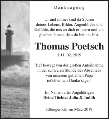 Traueranzeige von Thomas Poetsch  von Magdeburger Volksstimme