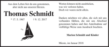 Traueranzeige von Thomas Schmidt  von Magdeburger Volksstimme