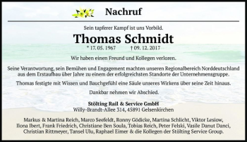 Traueranzeige von Thomas Schmidt  von Magdeburger Volksstimme