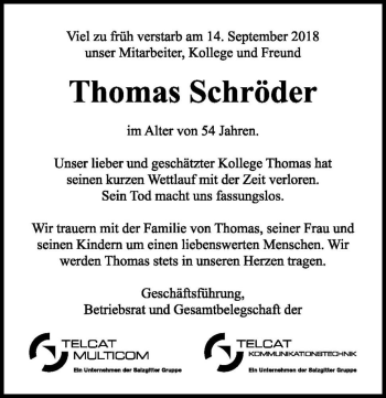 Traueranzeige von Thomas Schröder  von Magdeburger Volksstimme