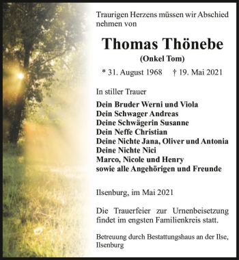 Traueranzeige von Thomas Thönebe 