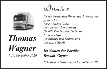 Traueranzeige von Thomas Wagner  von Magdeburger Volksstimme