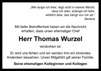 Traueranzeige von Thomas Wurzel  von Magdeburger Volksstimme
