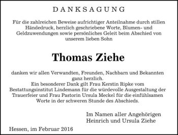 Traueranzeige von Thomas Ziehe  von Magdeburger Volksstimme