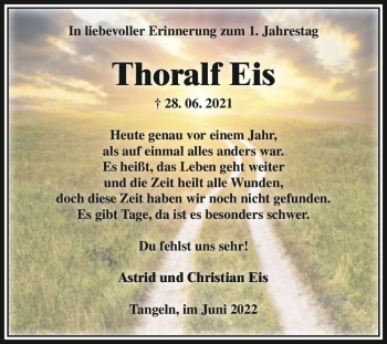 Traueranzeige von Thoralf Eis  von Magdeburger Volksstimme