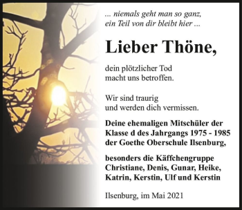 Traueranzeige von Thöne  von Magdeburger Volksstimme