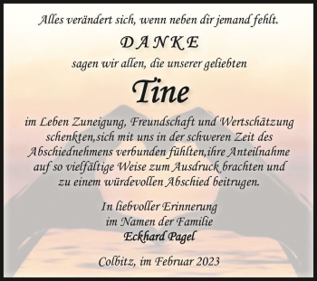 Traueranzeige von Tine  von Magdeburger Volksstimme