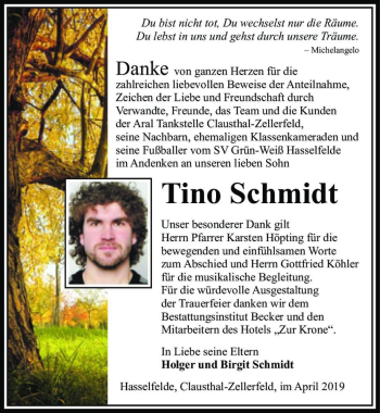 Traueranzeige von Tino Schmidt  von Magdeburger Volksstimme