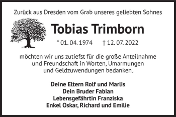 Traueranzeige von Tobias Trimborn  von Magdeburger Volksstimme