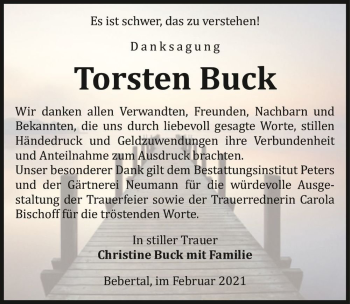 Traueranzeige von Torsten Buck  von Magdeburger Volksstimme
