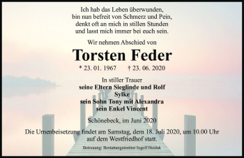 Traueranzeige von Torsten Feder  von Magdeburger Volksstimme