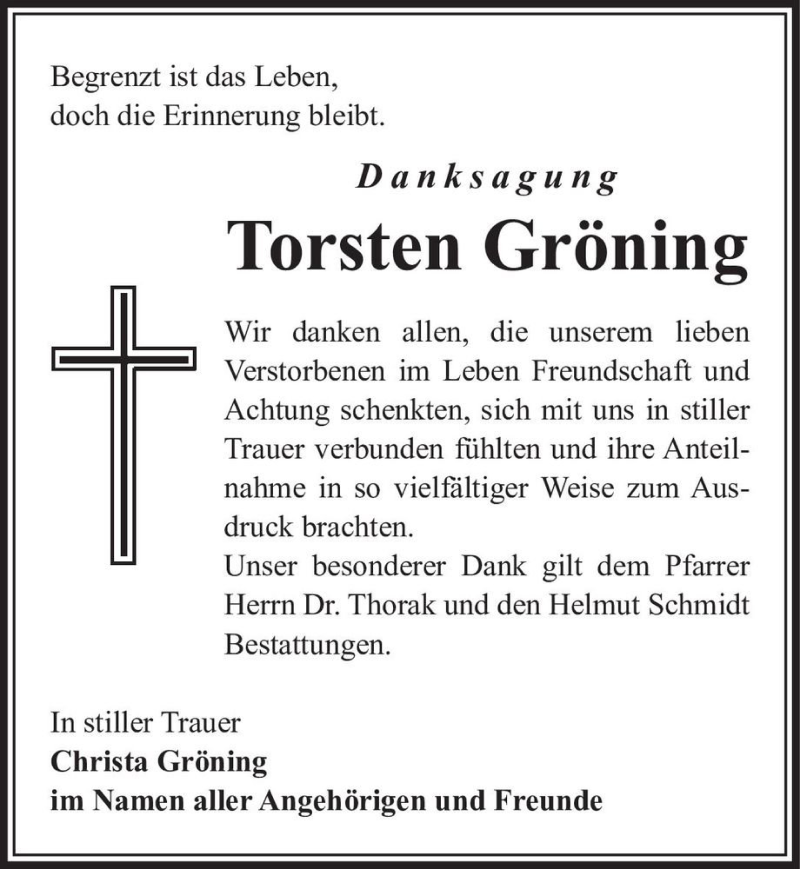  Traueranzeige für Torsten Gröning  vom 23.05.2020 aus Magdeburger Volksstimme