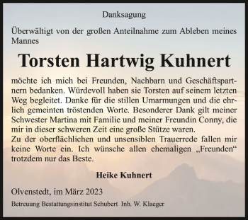 Traueranzeige von Torsten Hartwig Kuhnert  von Magdeburger Volksstimme
