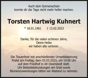 Traueranzeige von Torsten Hartwig Kuhnert  von Magdeburger Volksstimme