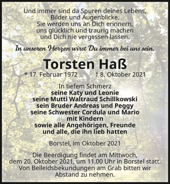 Traueranzeige von Torsten Haß  von Magdeburger Volksstimme