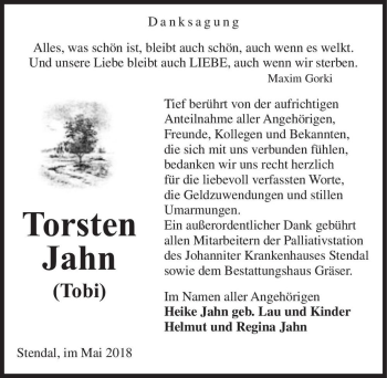 Traueranzeige von Torsten Jahn (Tobi)  von Magdeburger Volksstimme