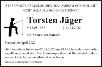 Traueranzeige von Torsten Jäger  von Magdeburger Volksstimme