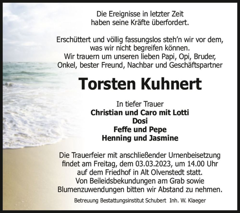  Traueranzeige für Torsten Kuhnert  vom 25.02.2023 aus Magdeburger Volksstimme