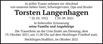 Traueranzeige von Torsten Langenhagen  von Magdeburger Volksstimme