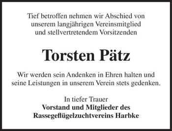 Traueranzeige von Torsten Pätz  von Magdeburger Volksstimme