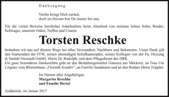 Traueranzeige von Torsten Reschke  von Magdeburger Volksstimme