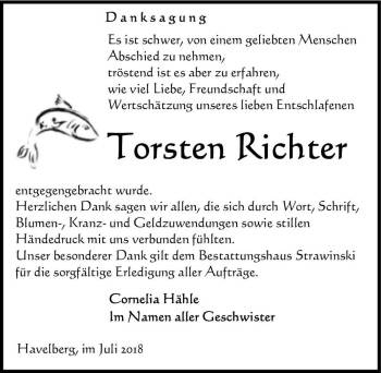 Traueranzeige von Torsten Richter  von Magdeburger Volksstimme