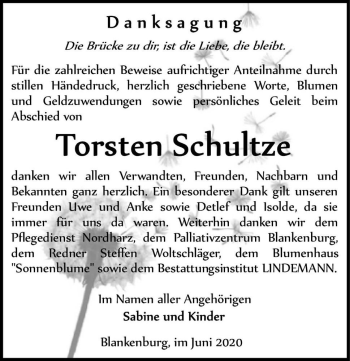 Traueranzeige von Torsten Schultze  von Magdeburger Volksstimme