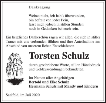 Traueranzeige von Torsten Schulz  von Magdeburger Volksstimme