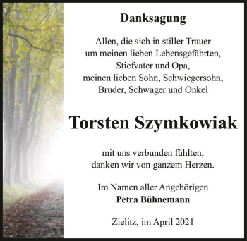 Traueranzeige von Torsten Szymkowiak  von Magdeburger Volksstimme