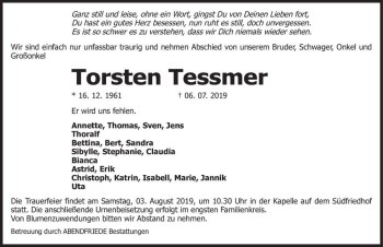Traueranzeige von Torsten Tessmer  von Magdeburger Volksstimme