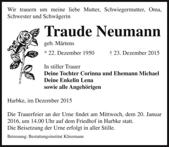 Traueranzeige von Traude Neumann (geb. Märtens)  von Magdeburger Volksstimme