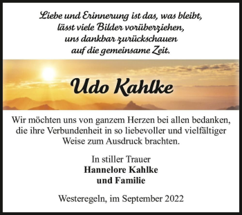 Traueranzeige von Udo Kahlke  von Magdeburger Volksstimme