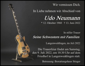 Traueranzeige von Udo Neumann  von Magdeburger Volksstimme