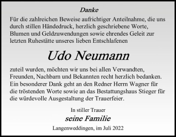 Traueranzeige von Udo Neumann  von Magdeburger Volksstimme