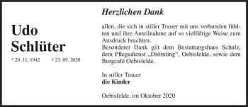 Traueranzeige von Udo Schlüter  von Magdeburger Volksstimme