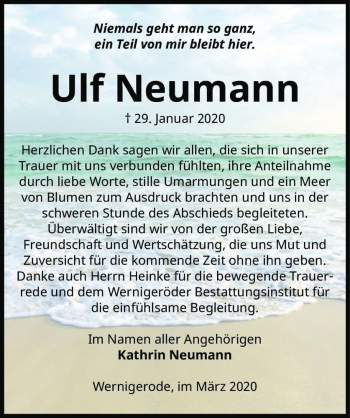 Traueranzeige von Ulf Neumann  von Magdeburger Volksstimme